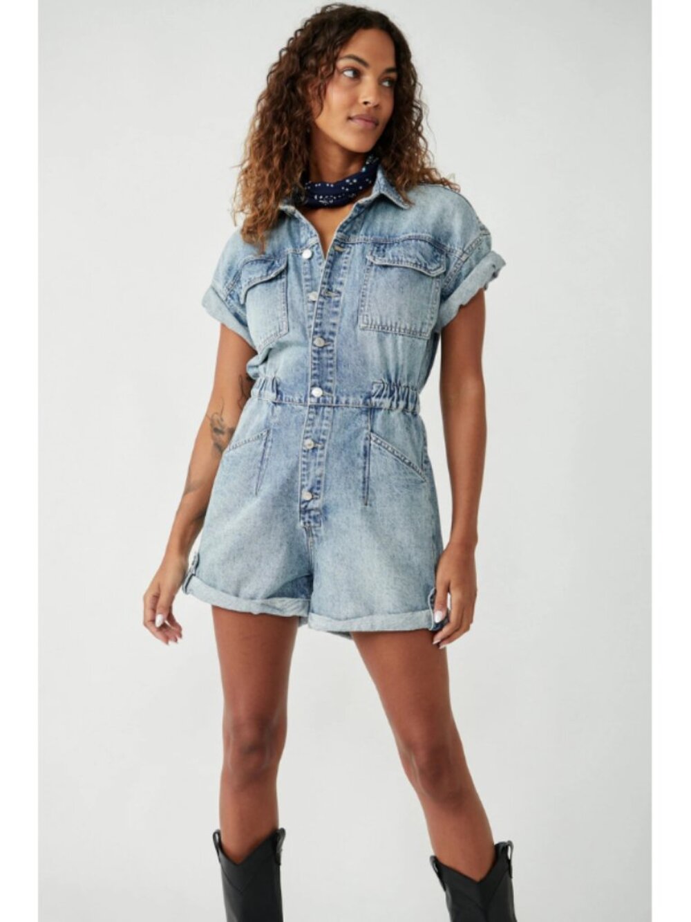 Free People Marci Cuffed Shortalls